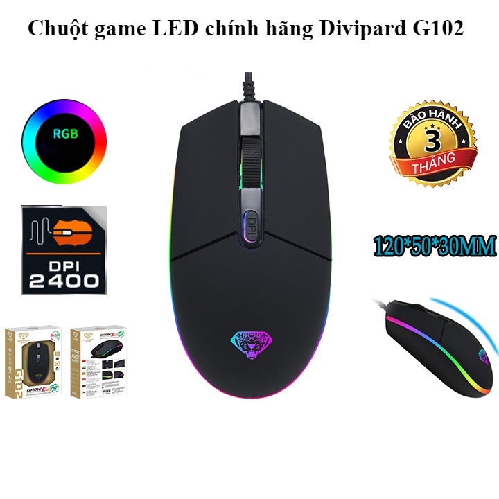 Chuột game thủ divipard có led op-20 g102 op-40 g502 g402 q3 led rgb dpi 1000 16000 2400 3200