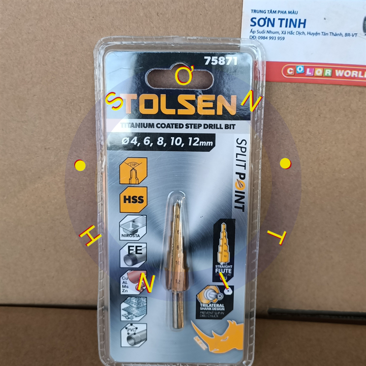 Mũi khoan tháp từng bước 4mm tới 12mm tolsen hss titanium 75871