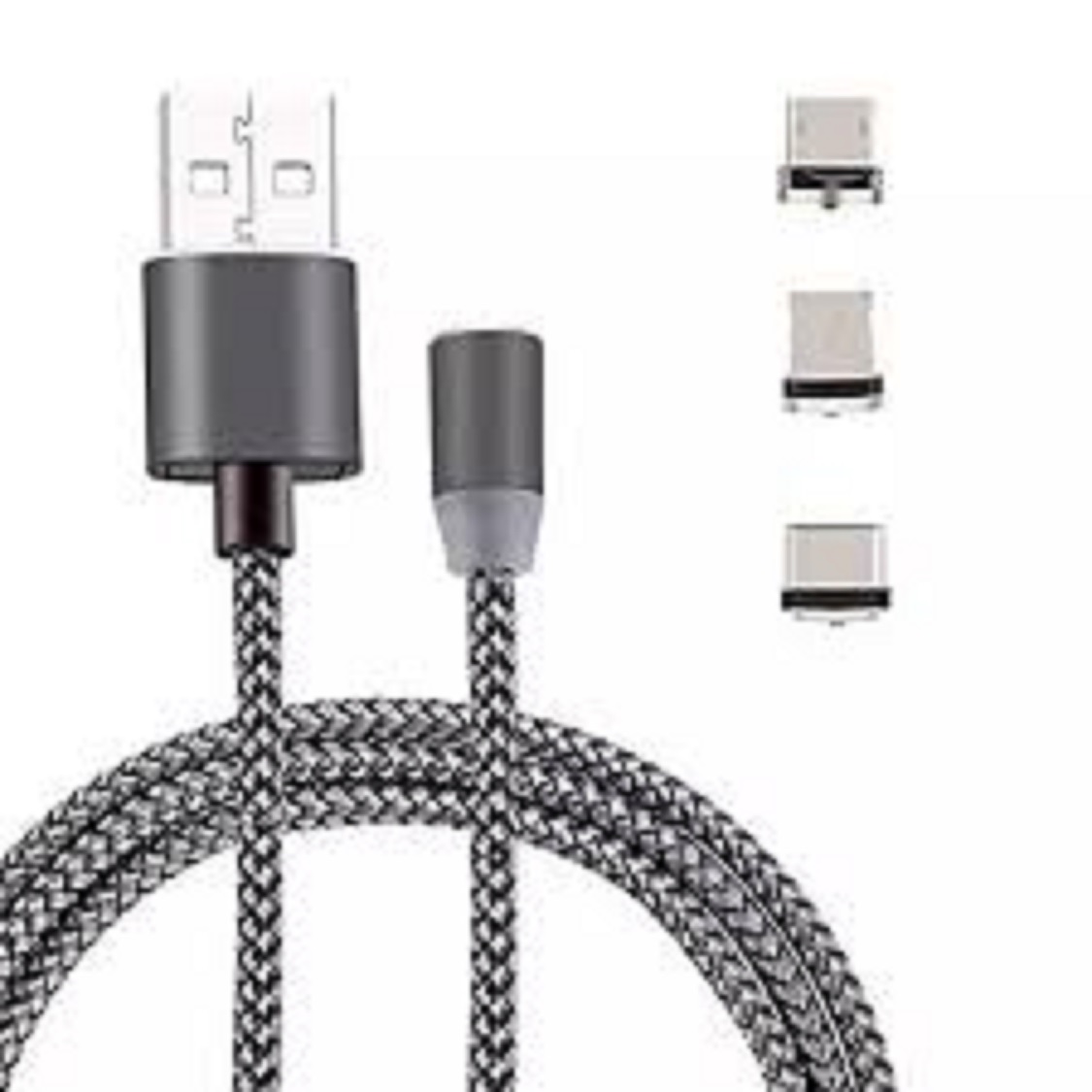Cáp Sạc Nam Châm Xoay 360 Độ dành cho Iphone + Samsung + Usb Type C - Bọc Dù