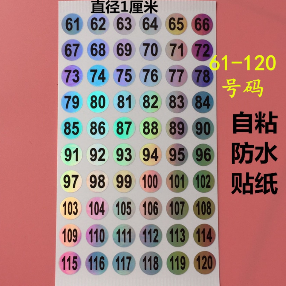 Tem số dán chai sơn từ 1-120 - số dán phân loại màu sơn