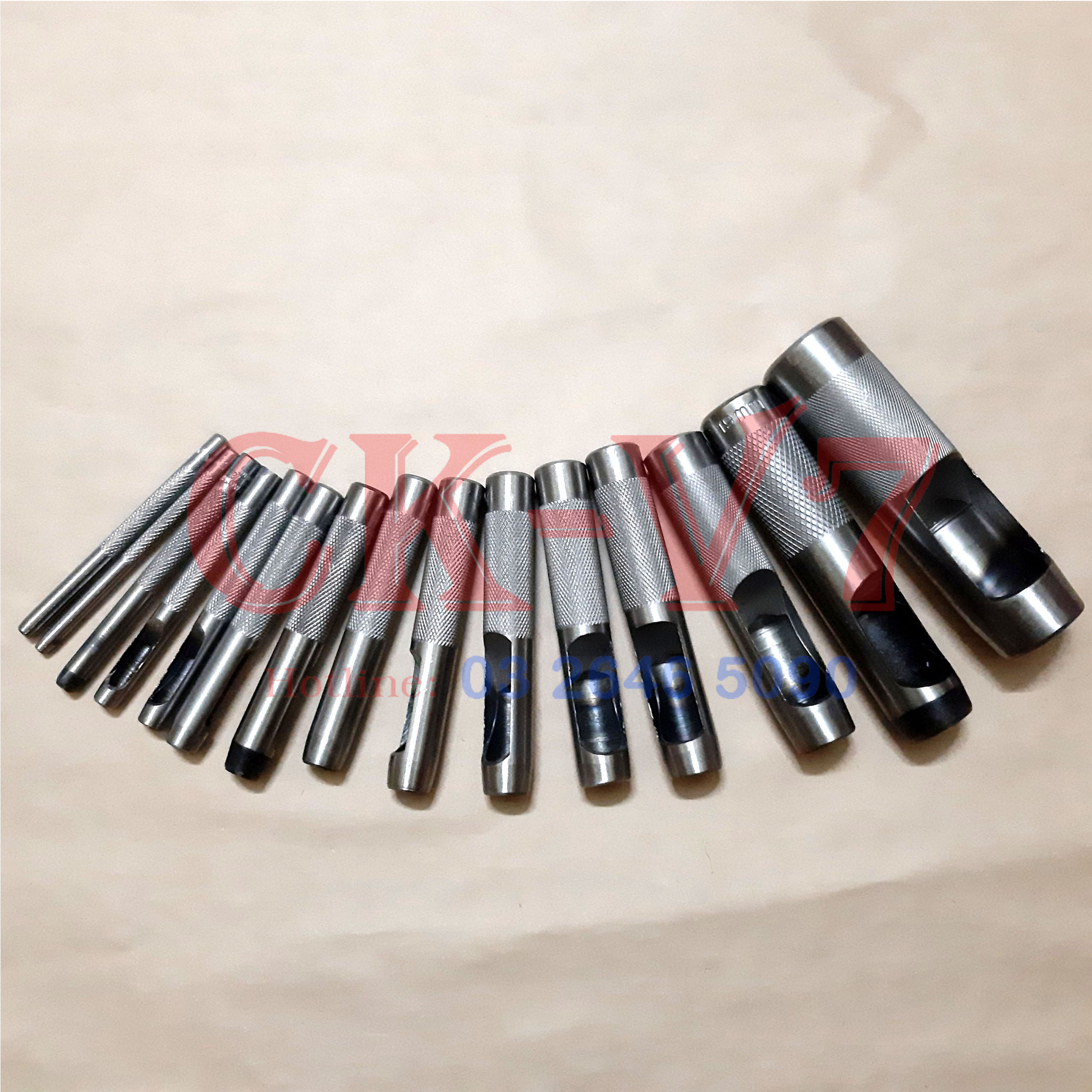 Đục lỗ gioăng, Bộ dụng cụ đục lỗ tròn 15 chi tiết 3-25mm