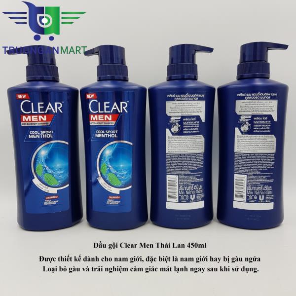 Dầu gội Thái Lan Clear Men cool sport method bạc hà 450ml