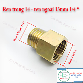 Khớp chuyển ren ngoài 13mm sang ren 14mm