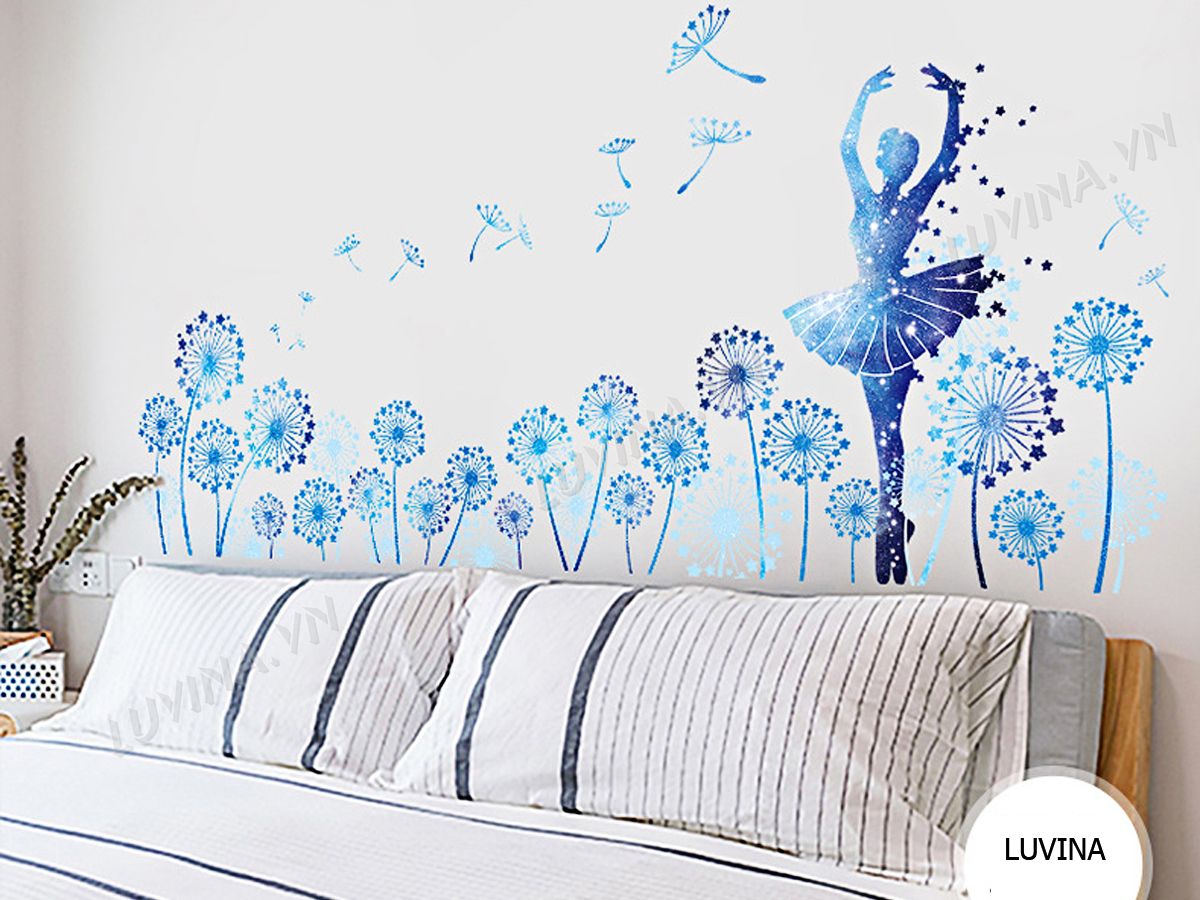 [HCM]DECAL DÁN TƯỜNG CÔ GÁI BA LÊ XANH