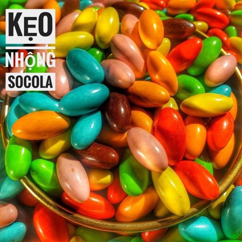 Kẹo Nhộng Socola 7 Màu, Kẹo Tuổi Thơ Hũ 500G