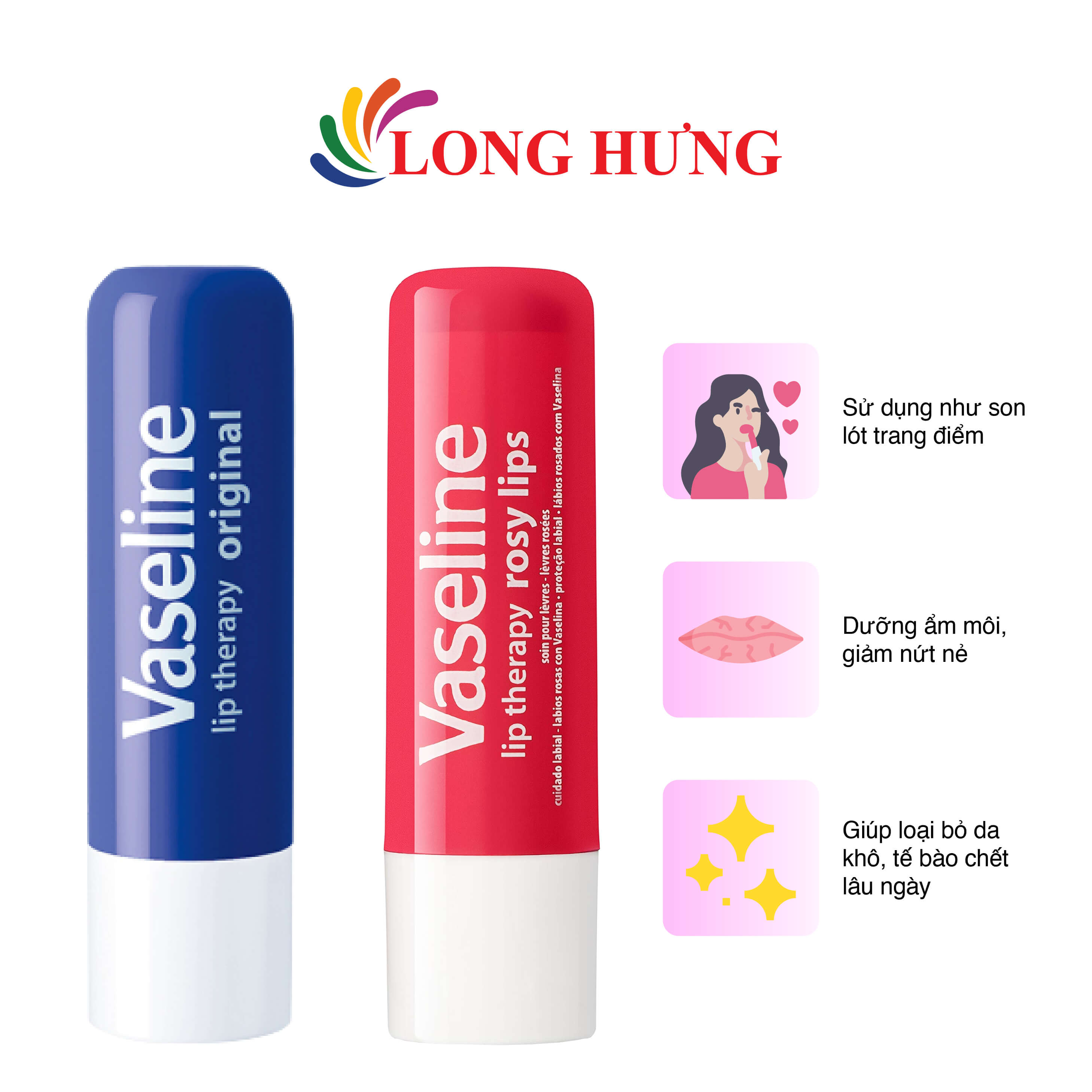 Son dưỡng môi Vaseline Lip Therapy giúp dưỡng ẩm môi (4.8g)