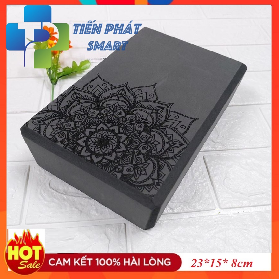 [Lấy mã giảm thêm 30%]Gạch tập Gối tập Yoga xốp Eva in hoa mandala 23x15x8cm -(Màu Xám) Chất liệu PVC xốp cao cấp bền đẹp Tienphatsmart