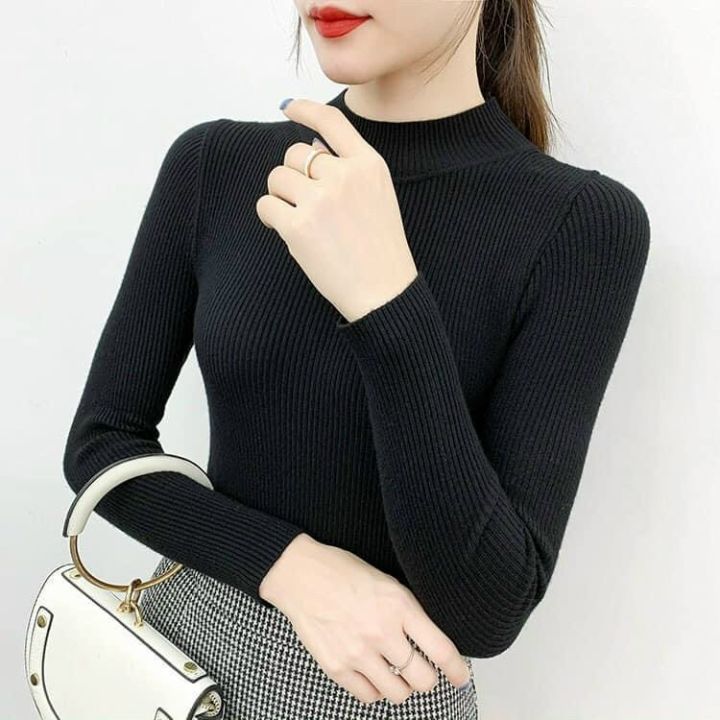 Áo cổ lọ tay dài thun gân Hàn - Áo thun nữ cổ lọ - Áo cổ lọ nữ tay dài - YuRi Since 2018 (FreeSize)