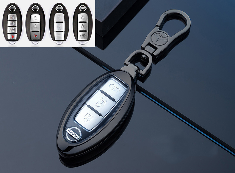 Ốp chìa khóa Inox cao cấp xe Nissan Xtrail, Navara .Kèm móc khóa . Có vỏ bọc silicon