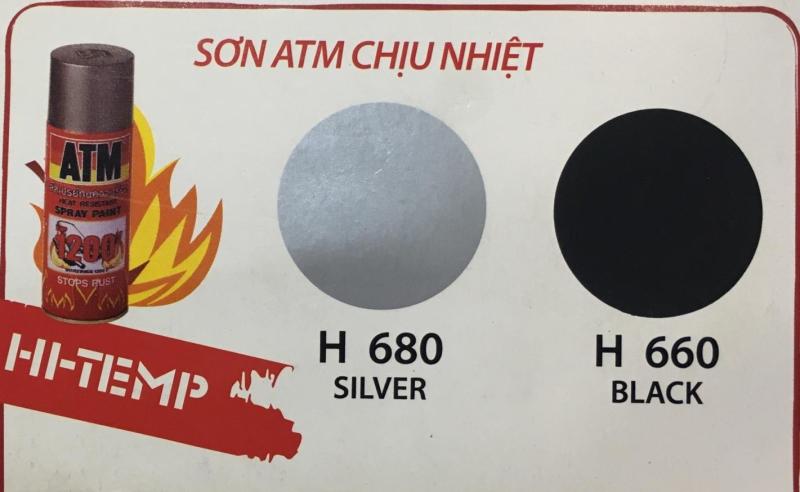 (màu đen hoặc màu bạc) Sơn xịt pô xe chịu nhiệt ATM ( sơn phun) HI-TEMP H660 hoặc H680