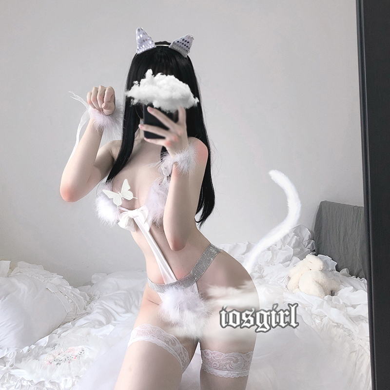 Set ngủ Cosplay sexy lông đính đá