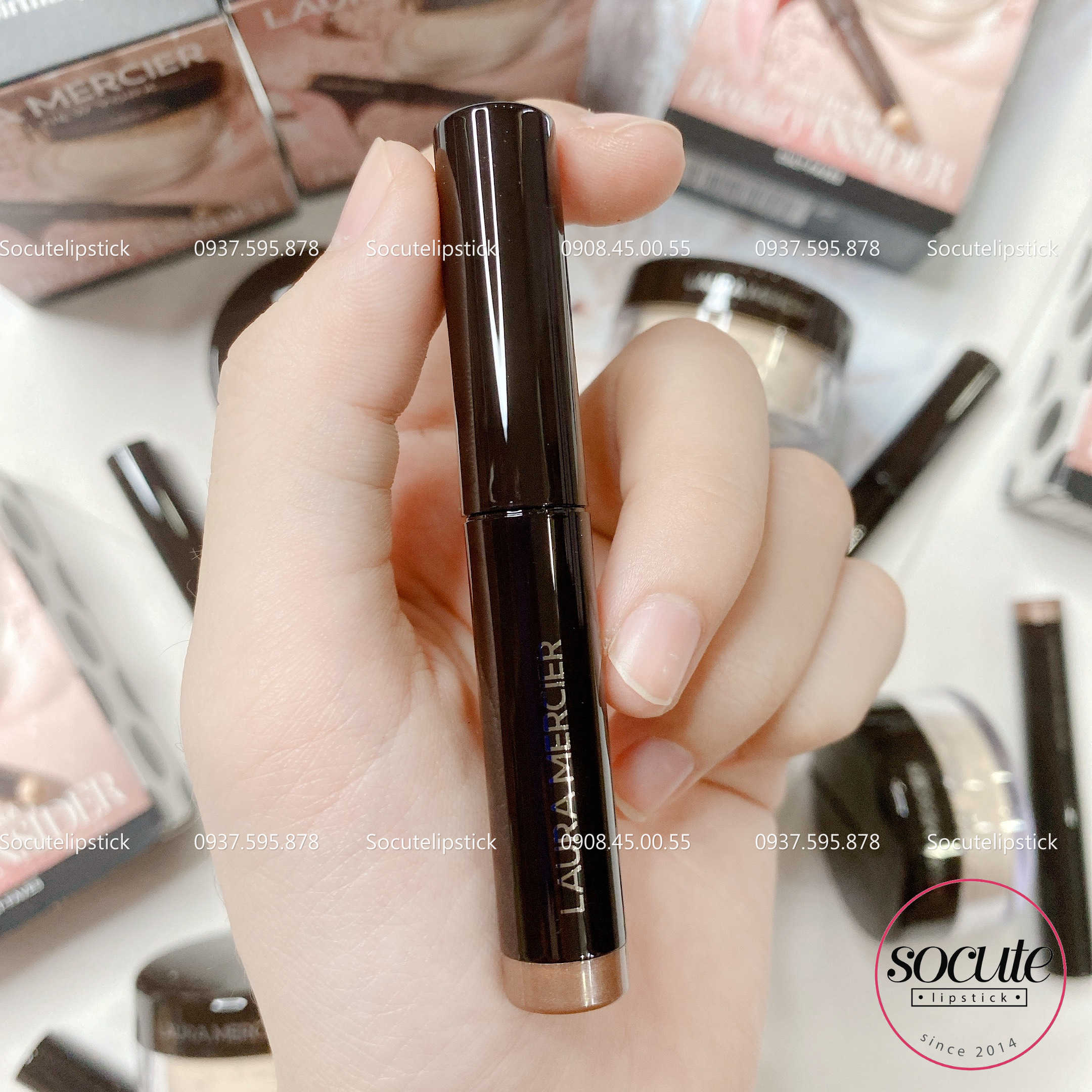 Set makeup Laura Mercier minisize (Phấn phủ + Phấn Mắt Strapless