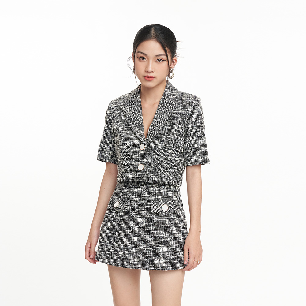 N&M Set dạ áo và váy Tweed Nữ Luxury 2209006