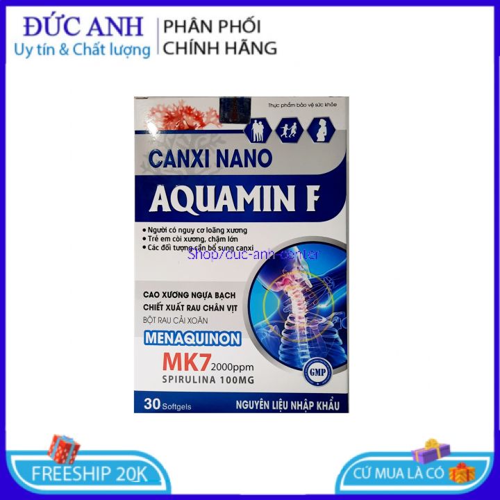 Viên uống canxi nano aquamin F cho người loãng xương , trẻ em còi xương, chậm lớn , giúp bổ sung canxi – hộp 30 viên