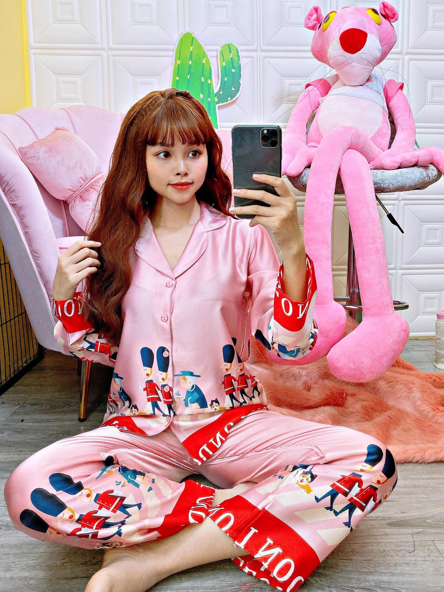 Đồ bộ satin tdqd in chân . lính chì - voi - hoa