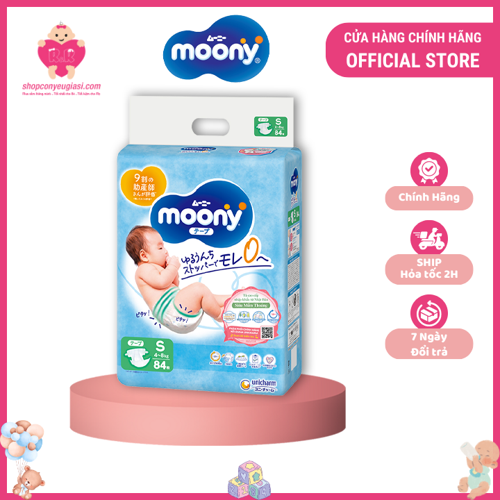 Tã - bỉm dán moony s84 không quà - tã dán moony nhật giá sĩ tại tphcm
