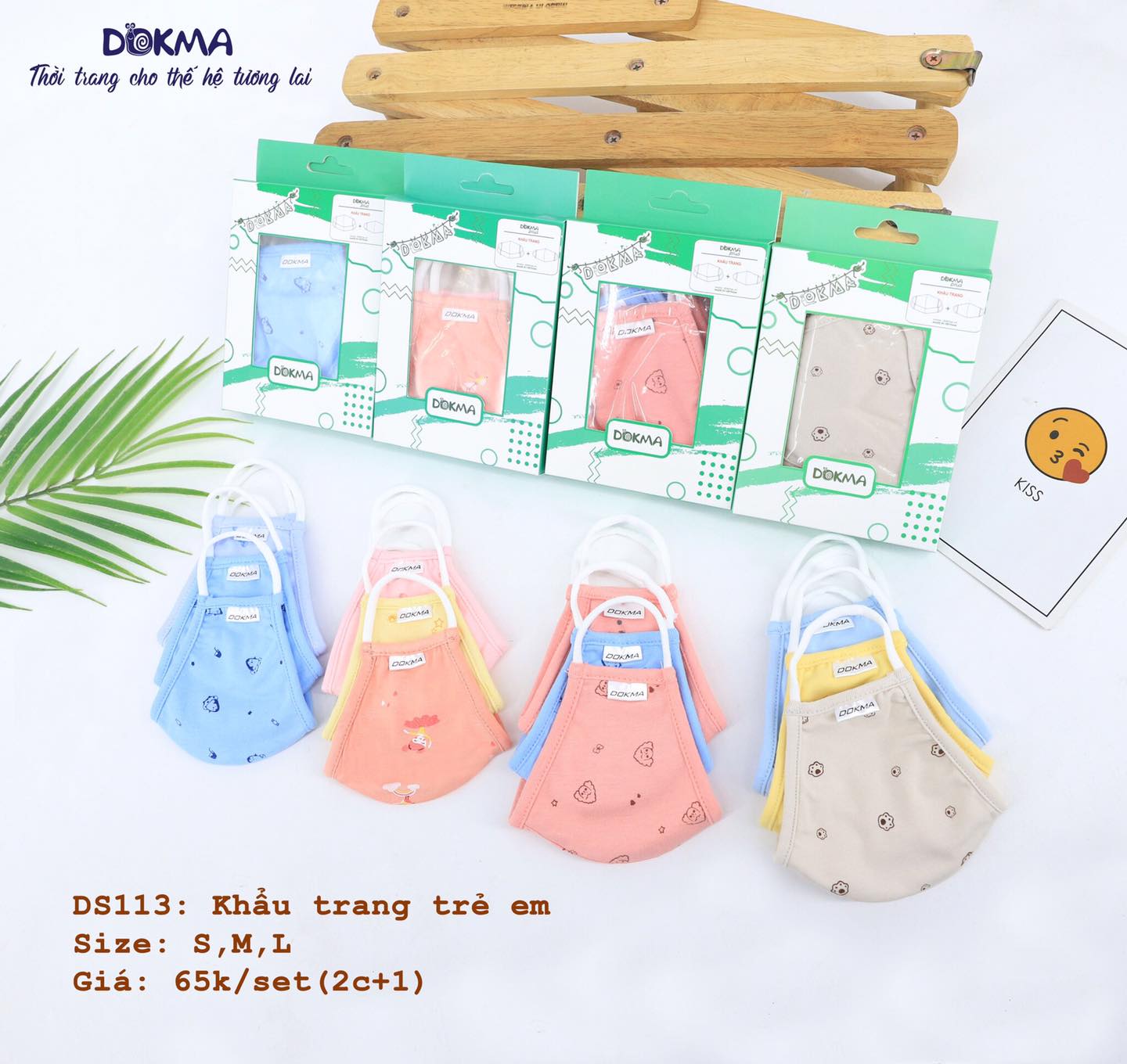 Set 3 khẩu trang vải bamboo Dokma cho bé