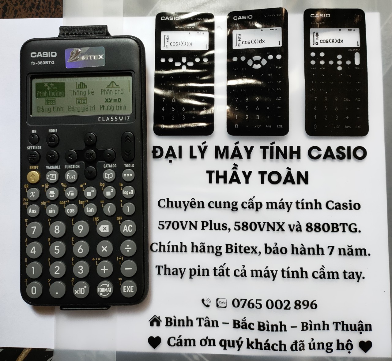 Combo máy tính Casio 880BTG Đen và Cẩm nang HDSD