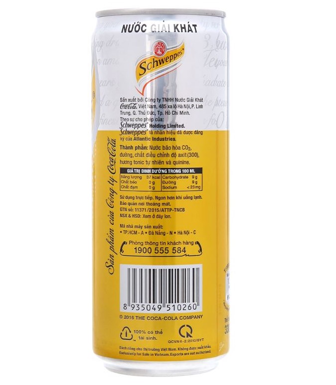 Thùng 24 Lon Nước Soda Schweppes/Tonic Lon 320ML