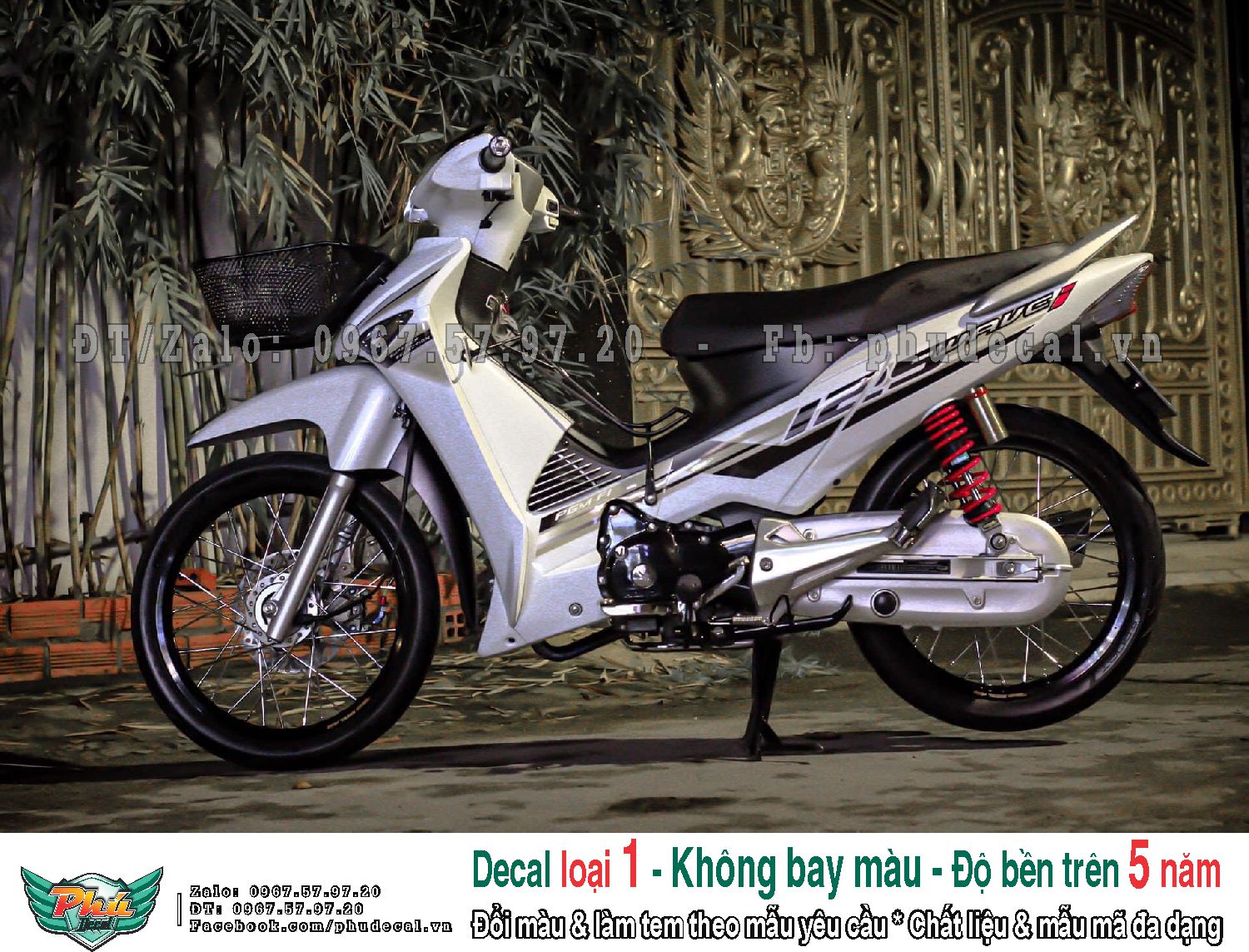 Tem rời wave 125i trắng đen