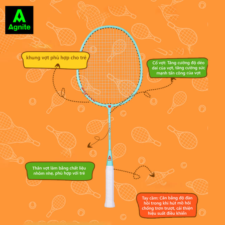 Đôi Vợt cầu lông cho trẻ em, học sinh Agnite - Vợt cầu lông chính hãng cho trẻ em hợp kim carbon chất lượng cao chắn gió tốt - 2 chiếc Tặng hộp 3... - Hình ảnh 5