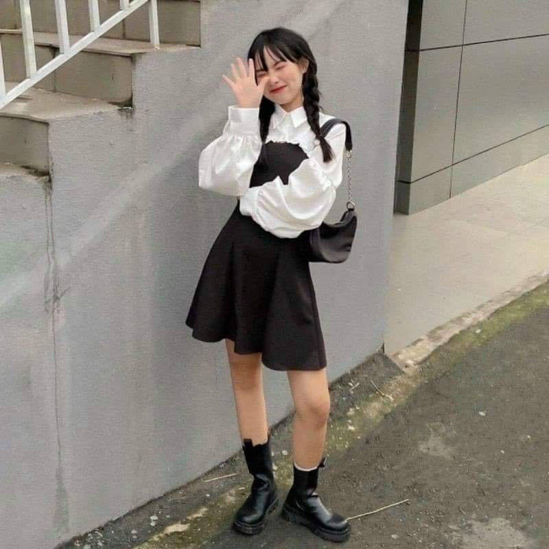 Sét váy đen + áo so mi siêu xinh KAN0421