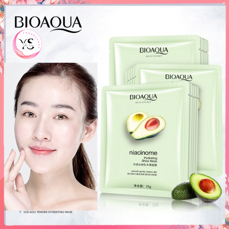 COMBO 10 Mặt Nạ Trái Bơ Bioaqua Cấp Ẩm - Dưỡng Da Mụn - Mờ Thâm - Da Trắng Căng Da Mịn Màng