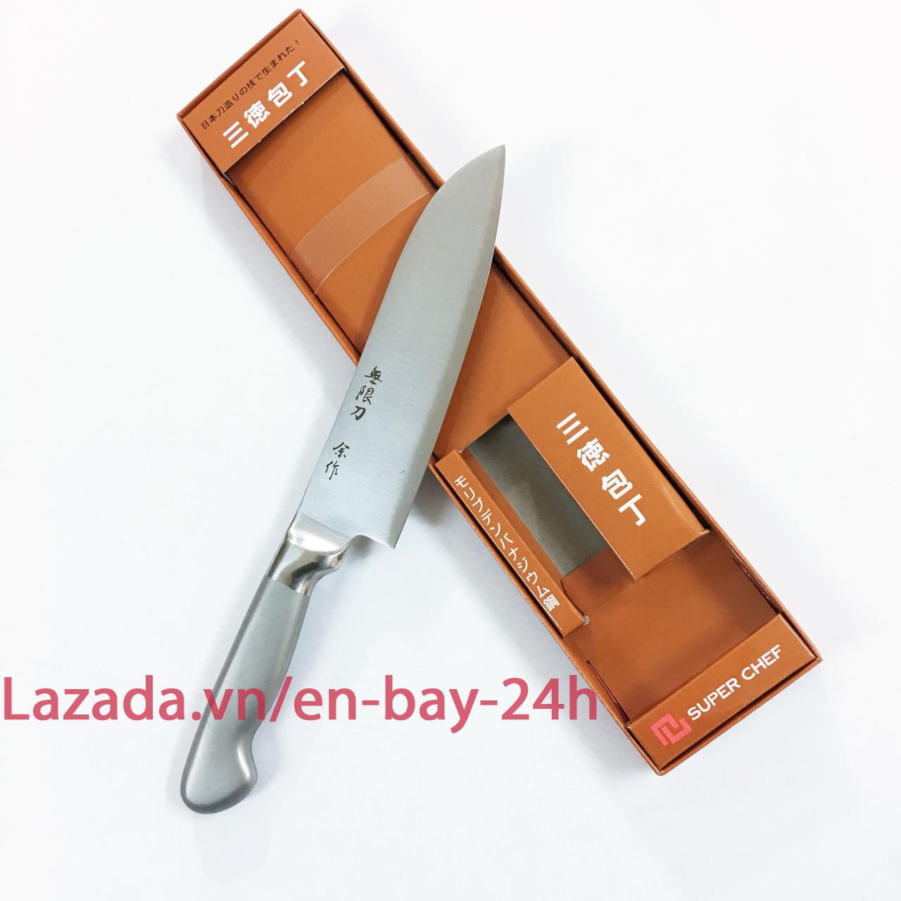 Dao bếp thái, cắt rau cán rỗng cao cấp Super Chef lưỡi 16.5cm tiêu chuẩn Nhật Bản Dao-K (đầu nhọn)