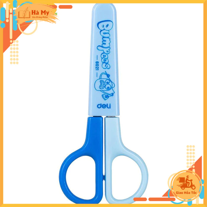 Kéo học sinh Deli 121mm E6021 có nắp đậy tiện lợi