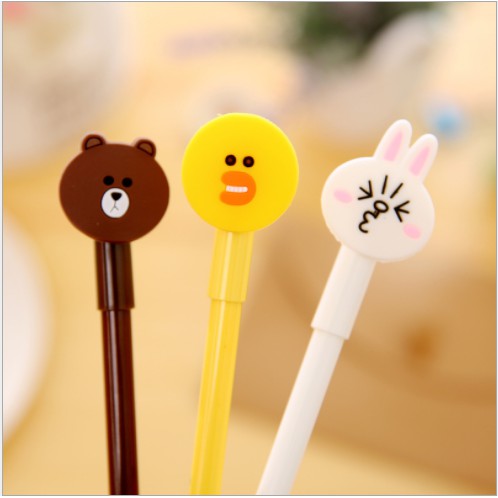 Combo 5 Bút Bi Nước Gấu/ Thỏ Line Silicon Cute