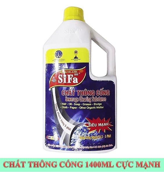 Chai thông cống 1400ml - chai thông cống nghẹt - chai thông wc - chai thông bồn cầu cống - nước thông cầu cống - dung dịch tẩy rửa - dung dịch vệ sinh - hóa chất thông tắc cầu cống - chất chống tắc cầu cống - chăm sóc nhà c