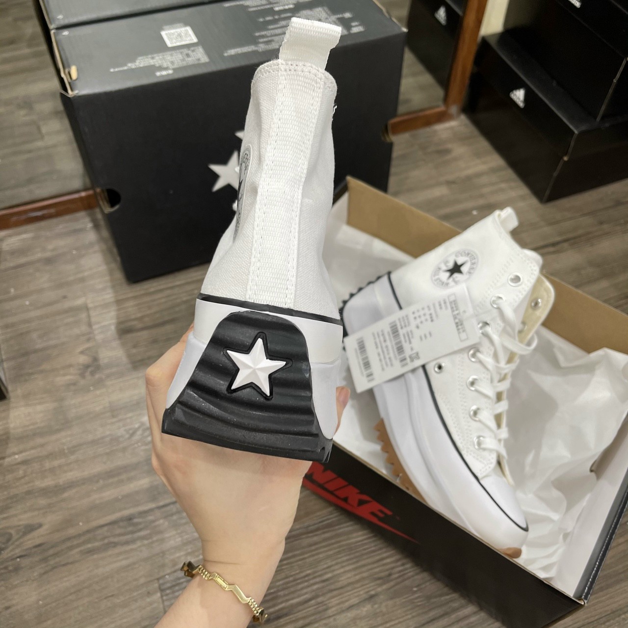 Giày Converse Run Star Hike Hi Low White Cổ Cao + Cổ Thấp ( Full box )