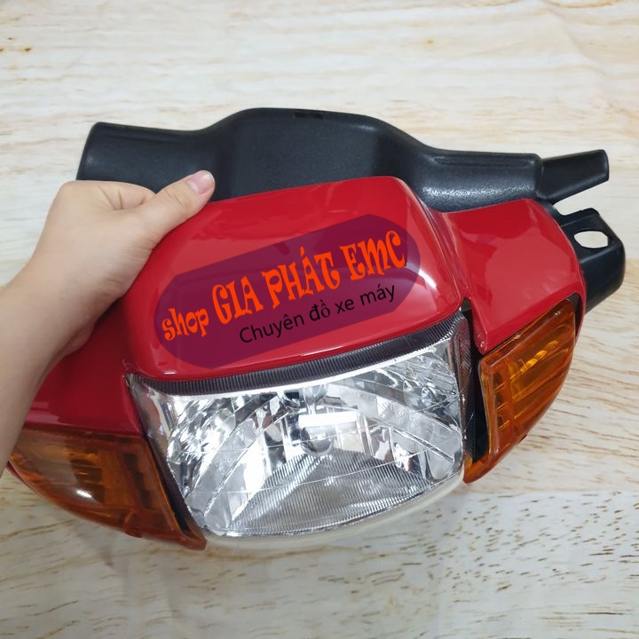 [ 4 MÓN ] Bộ ốp đầu màu ĐỎ CỜ - đầu 1 bóng xe Wave ZX / Wave thái / ALPHA kèm pha đèn, siêu đồ phụ tùng xe máy