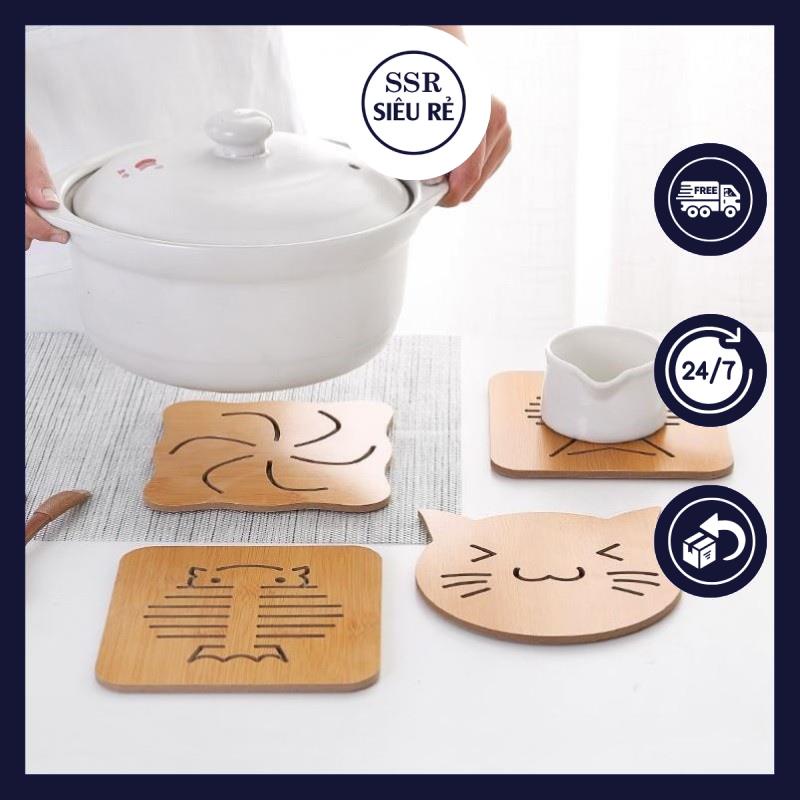 Lót nồi ssr bằng gỗ - miếng lót nồi loại lớn - lót nồi gỗ nhìu họa tiết
