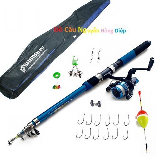 Bộ cần câu máy rút shimano máy câu và túi đựng cần câu và phụ kiện đủ size 1m8 2m1 2m4 2m7 3m 3m6