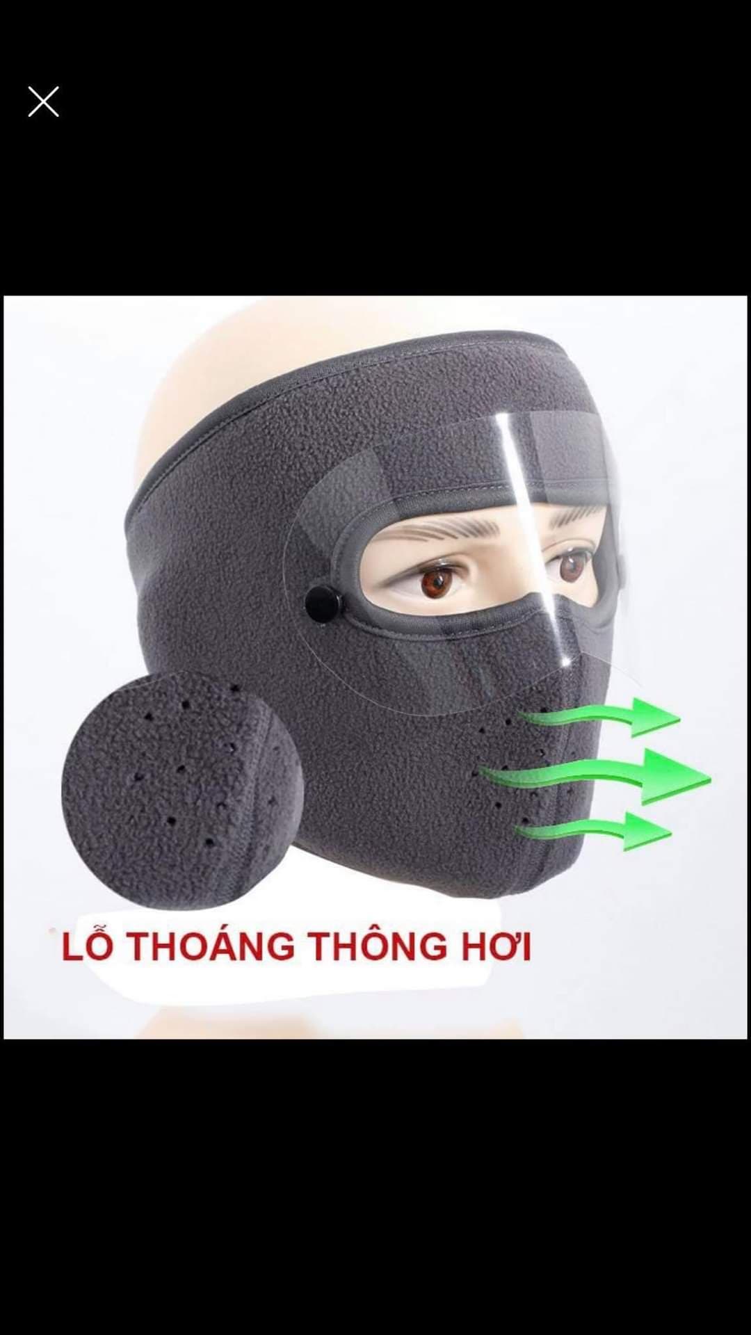 Khẩu trang ninja lót nỷ có kính