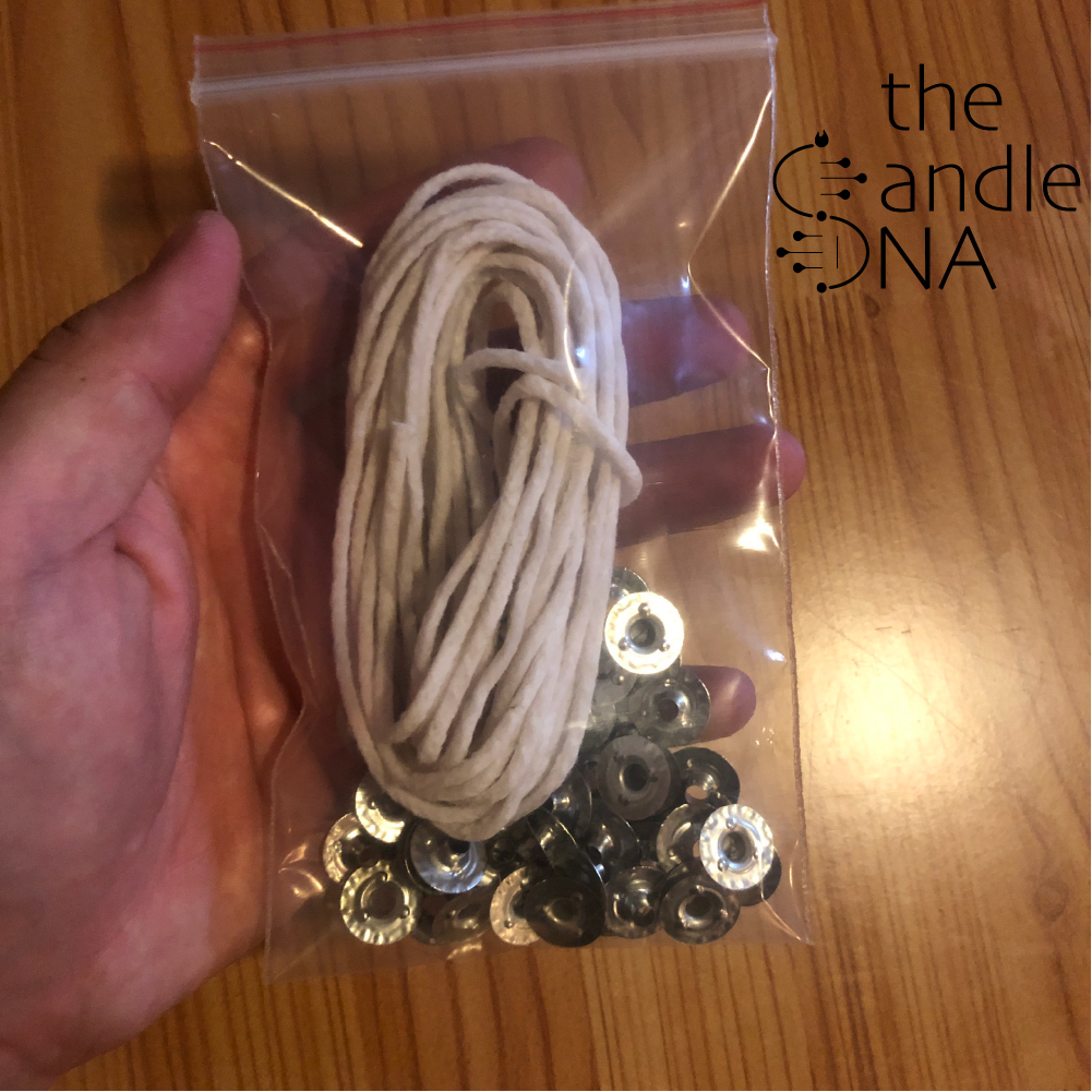 Bấc Nến (Tim Nến) Cotton Nhúng Sáp 5m + 50 Đế Kẹp bấc The Candle DNA