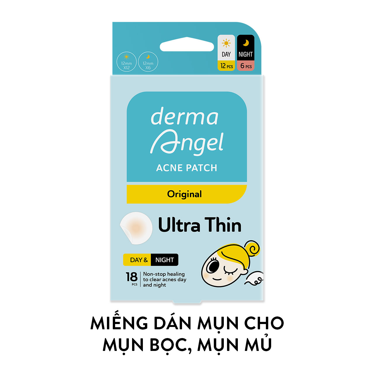 Miếng Dán Mụn Derma Angel Dành Cho Cả Ngày 12 + 6 Miếng
