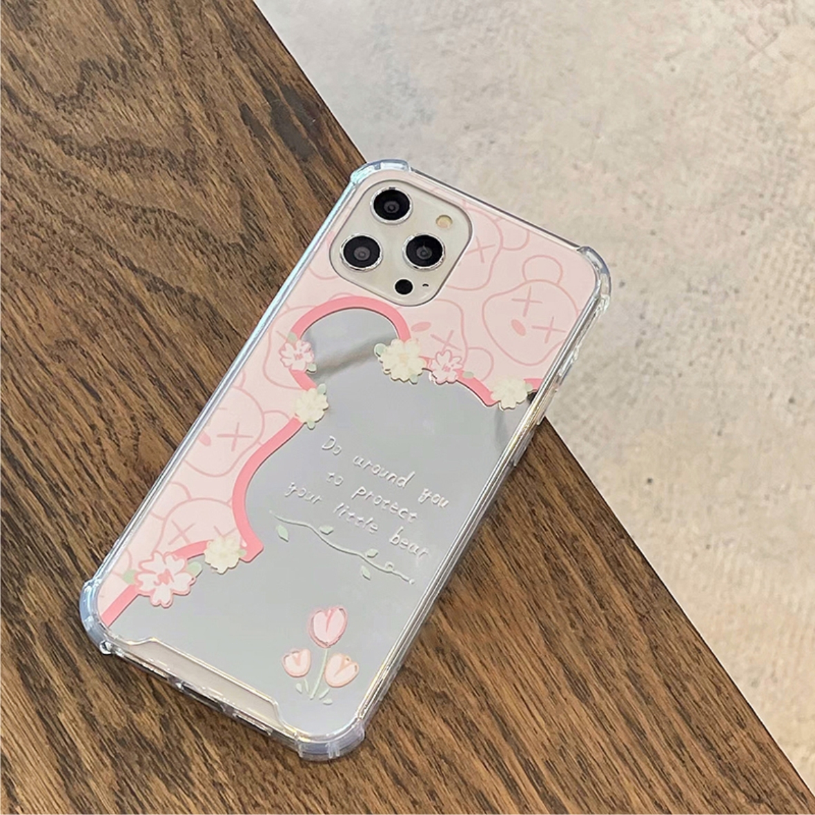 Ốp Lưng Gương Chống Sốc Kaws Flower