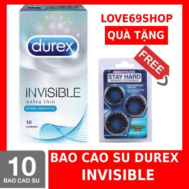 Bao Cao Su Siêu Mỏng Durex Invisible 12 Condoms + Tặng vòng đeo kéo dài qh nhập khẩu