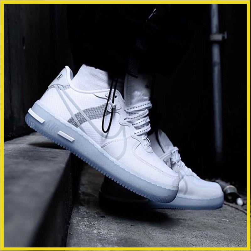 Giày AF1 React White Ice trắng đế dạ quang, Giày Thể Thao Sneaker AF1 Air Force 1 React Nam Nữ Full Box Bill