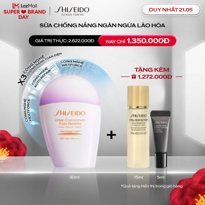 Sữa chống nắng dưỡng da Shiseido Urban Environment Triple Beauty Suncare EmulsionSPF50+ PA++++ 30ml