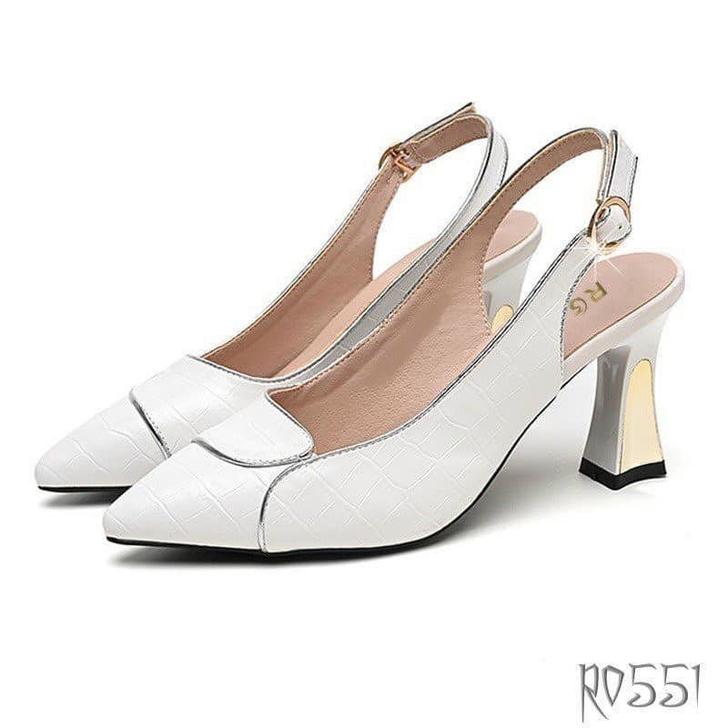 Giày sandal nữ cao gót 6 phân hàng hiệu rosata đẹp hai màu đen trắng ro551