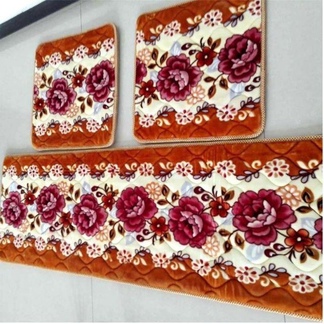 Bộ 3 tấm thảm lót trải ghế cho mùa đông ấm áp chất liệu nỉ nhung mềm mại có hoa văn độc đáo, đế ma sát chống xê dịch khi ngồi - Nệm lót ghế gồm 3 tấm phù hợp cho bộ bàn ghế gỗ, sofa