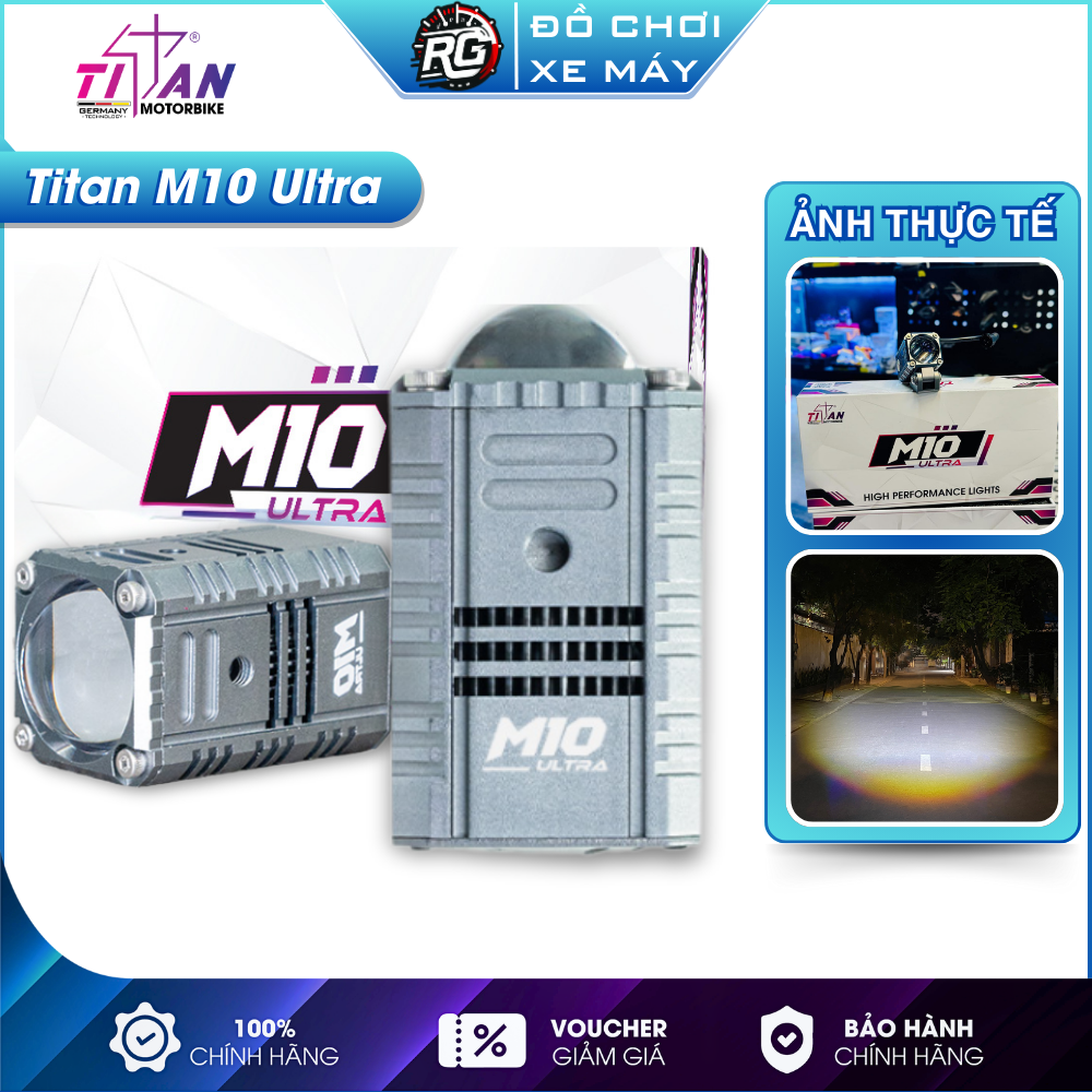 Đèn trợ sáng bi cầu titan m10 ultra mẫu mới 2023 chống nước tuyệt đối, gắn ô tô, xe máy - bh 1 năm