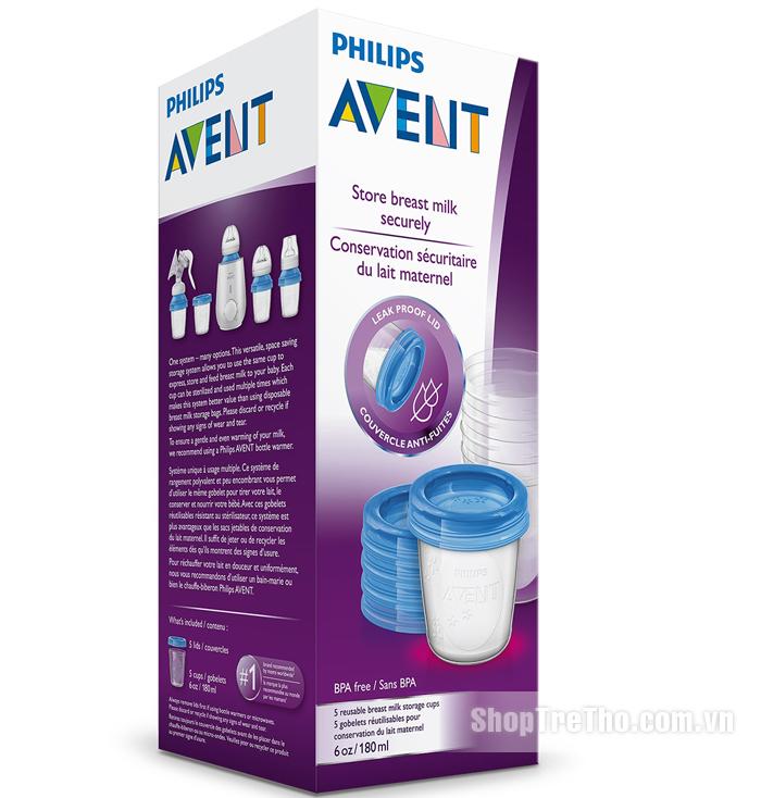 Bộ 5 Cốc trữ sữa Philips AVENT 180ml SCF619/05
