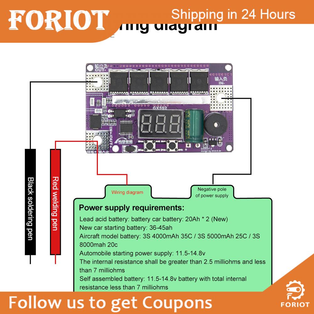Foriot Máy Hàn Điểm CNC 100 Tốc Độ Màn Hình Kỹ Thuật Số DC 12V Máy Hàn Điểm Pin Lithium 18650 Cầm Tay Nhỏ Gọn Bộ Dụng Cụ Tự Làm Bảng Điều Khiển Máy Hàn Cảm Ứng