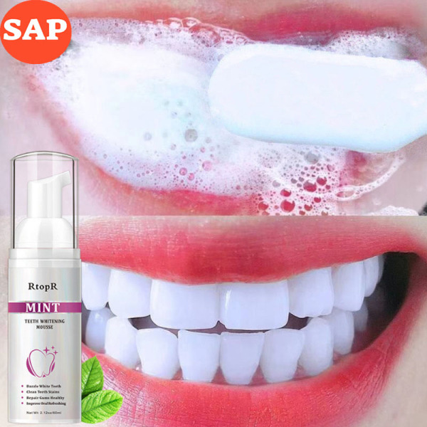[SALE XẢ HÀNG] Bọt Tẩy Trắng Răng Làm Sạch Răng, Khử Mùi Hôi Miệng [HÀNG CHẤT] Mousse Teeth Whitening Clean Teeth 60ml Thương Hiệu RtopR