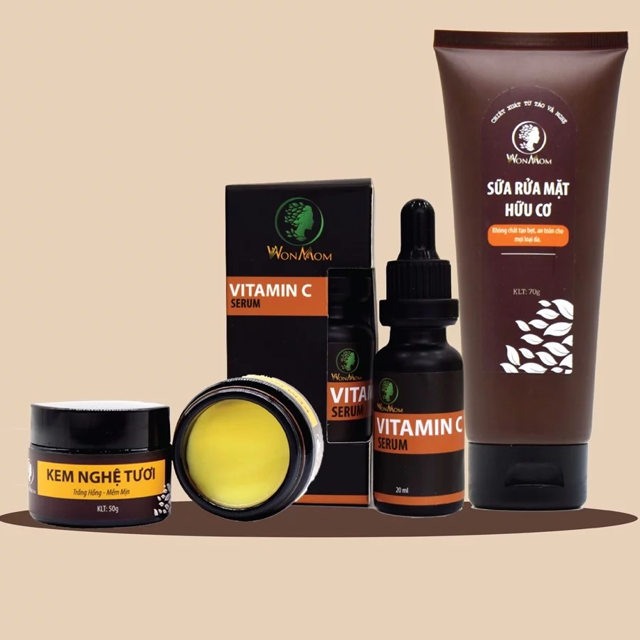 Bộ chăm sóc da mặt wonmom cho mẹ bầu & sau sinh + tặng 1 scrub nghệ tẩy mặt