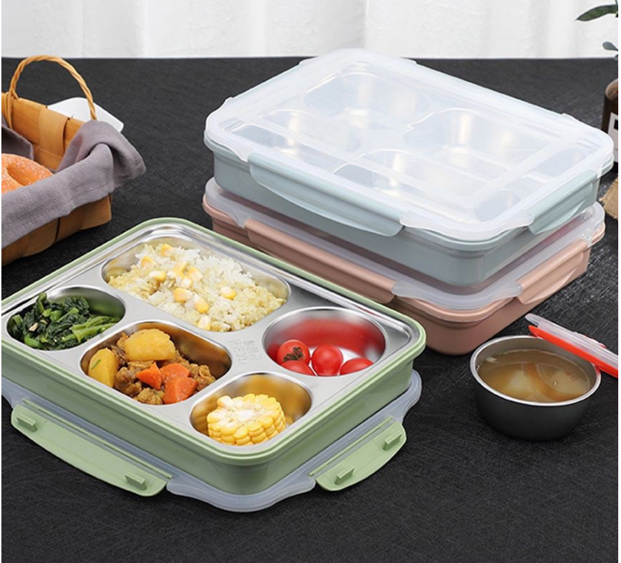 Bộ Khay Cơm Phần 5 Ngăn - Inox 304 Cao Cấp